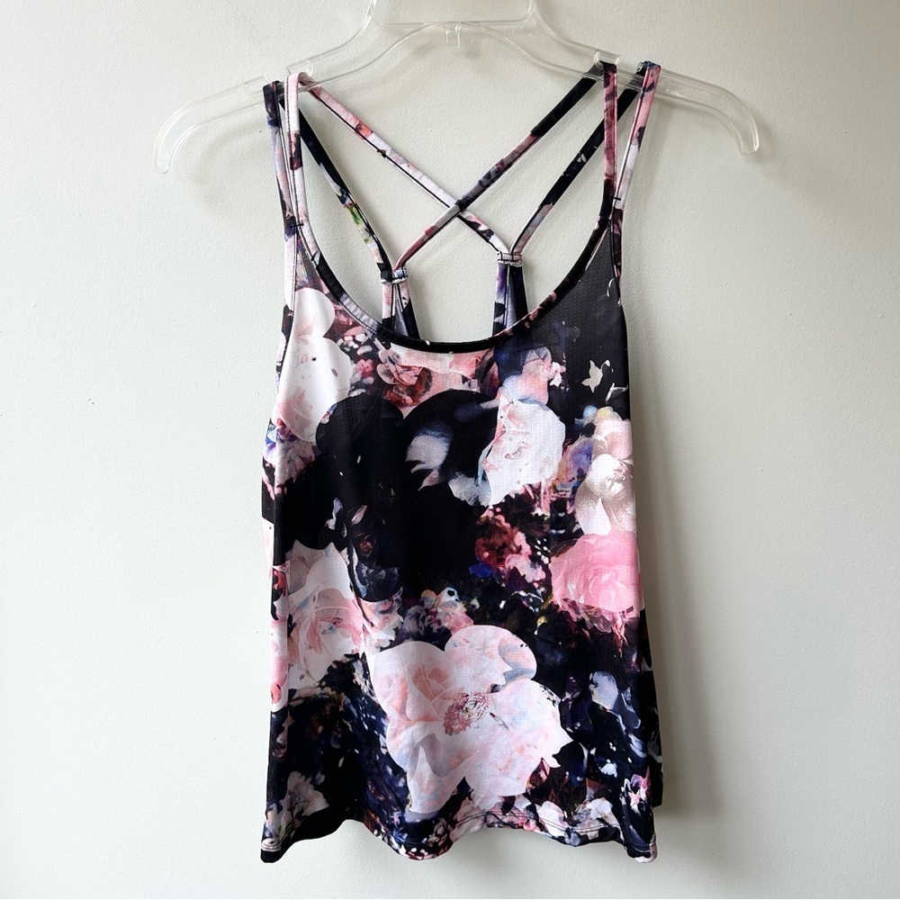 Old Navy Active Go-Dry cross strap floral tank top